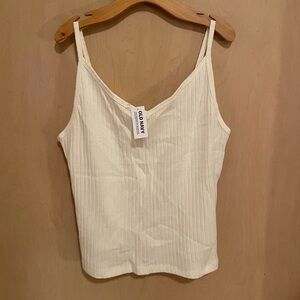 Old Navy Women's Cream Ribbed Crop Tank Top